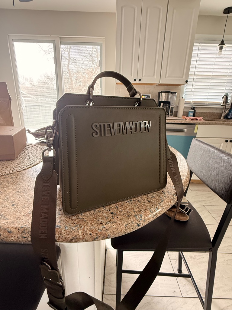 Steve Madden Olive Structured Top-Handle Messenger Bag